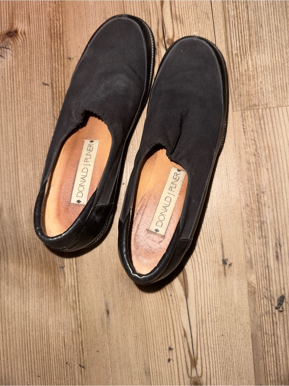 Donald J. Pliner Black Slip-On Leather Shoes